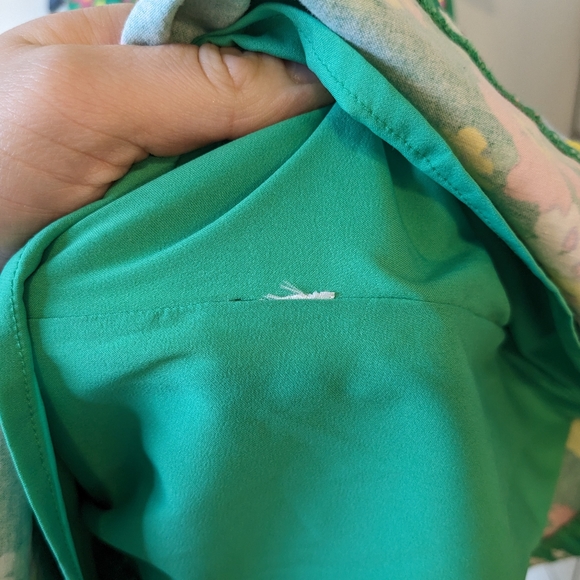 Talbots Green Multicolored Spring Floral Ruffle Hem Sleeveless Dress - Picture 7 of 7